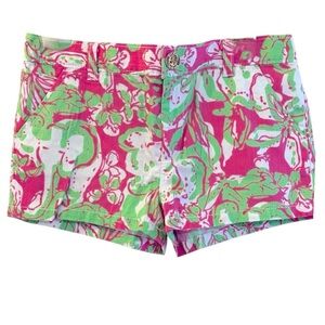 Lilly Pulitzer Girls Adie Shorts Flamingo Pink Southern Charm Size 8 Rare Print